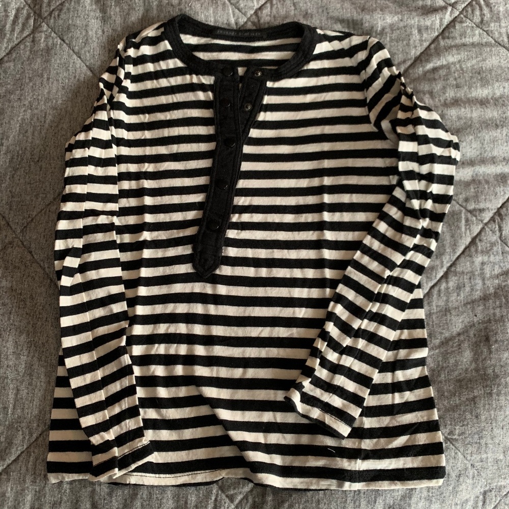 Proenza Schouler Striped Long-Sleeve Henley Tee